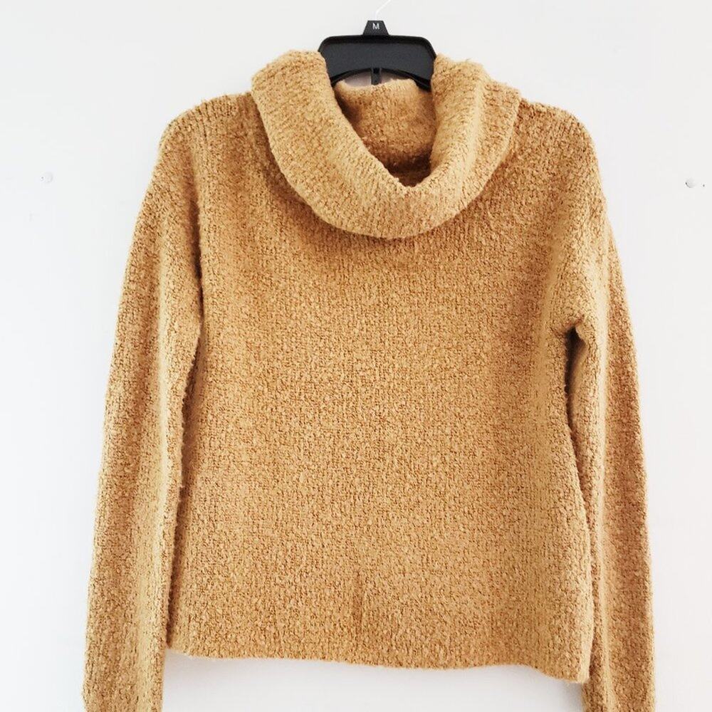 SO Authentic American Heritage Women's Tan Pullover Cowl Neck Sweater